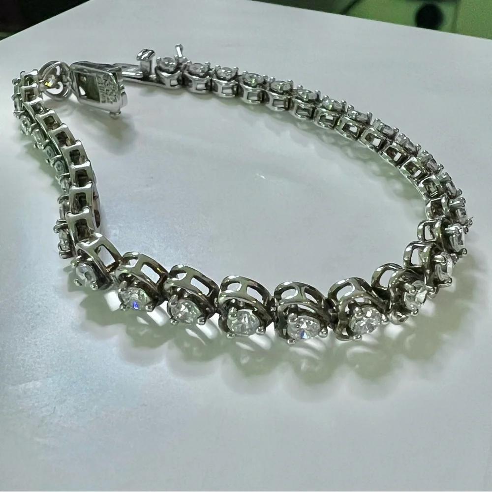 Ross Simons sterling silver 925 CZ tennis bracelet vintage - Picture 3 of 9